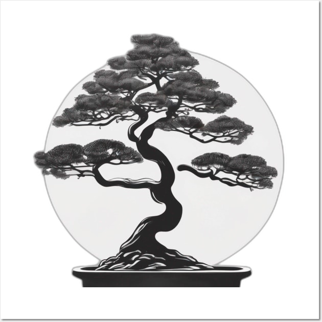 Zen Bonsai Tree Silhouette Art No. 561 Wall Art by cornelliusy